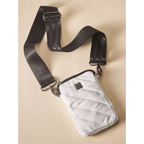 Think Royln Anthropologie Diagonal Cell Phone Case Crossbody Bag in White Patent - Picture 1 of 6